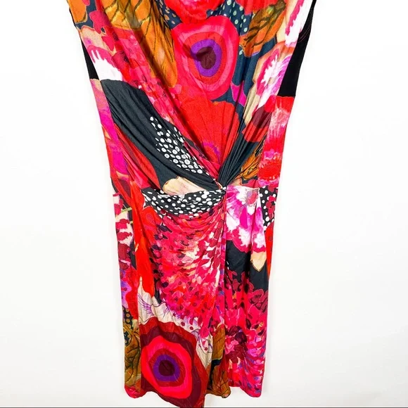 desigual azucena dress floral abstract ruched size large - Picture 4 of 7